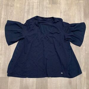 Womens Tommy‎ Hilfiger Ruffled Sleeve Sheer Top